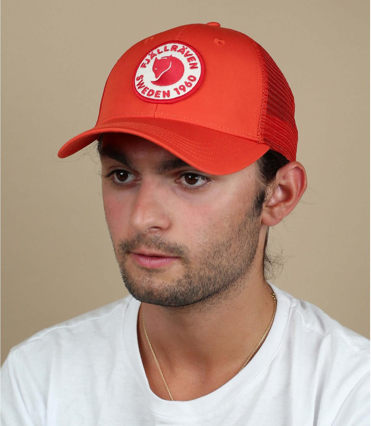 casquette FjällRäven rouge 1960 Logo Langtradarkeps rowan red